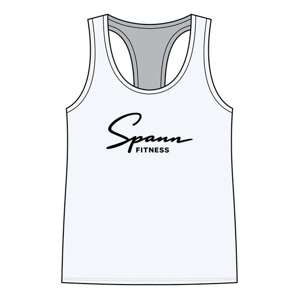 Spann Fitness - Women's Jersey Racerback Tank in White