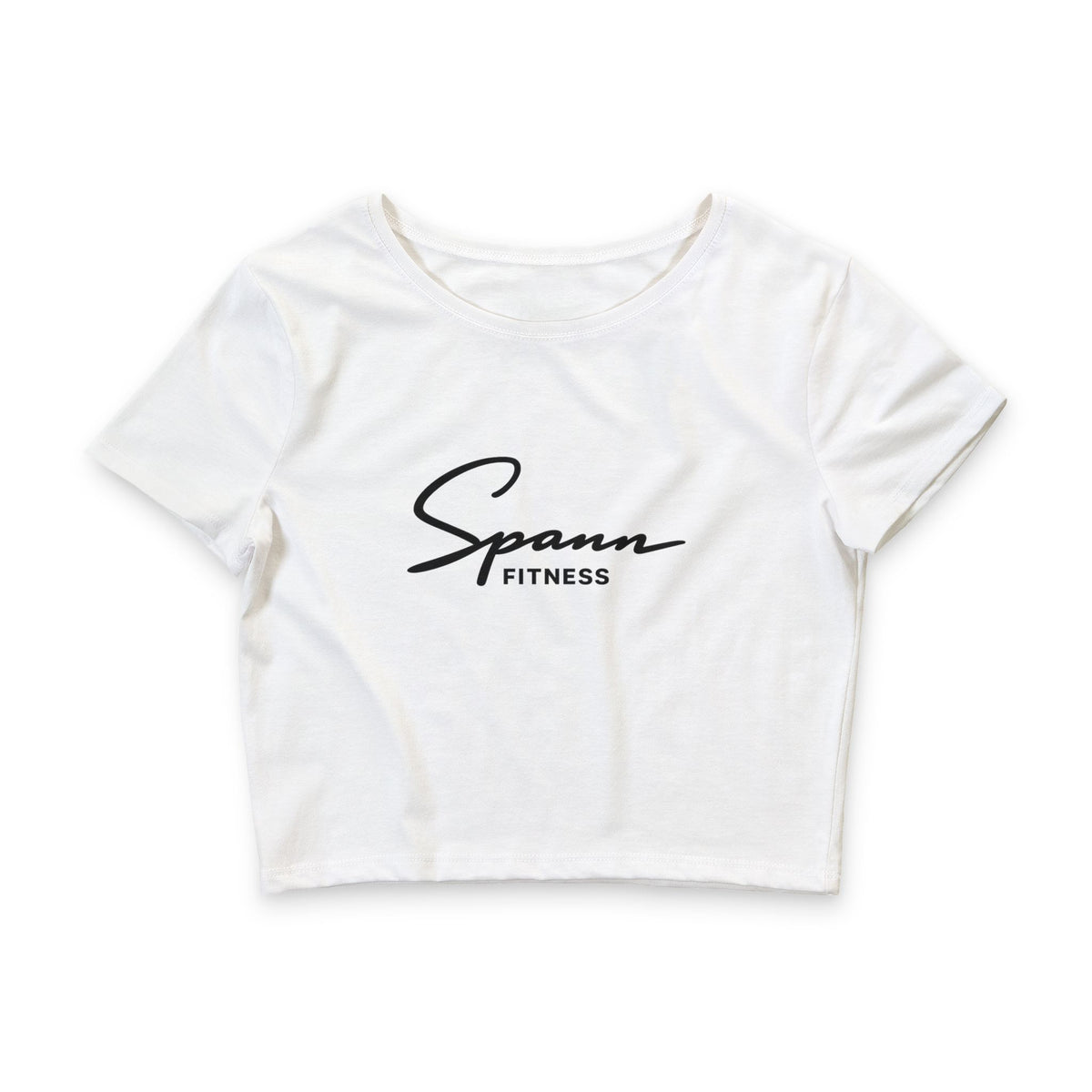 Spann Fitness - Women’s Poly-Cotton Crop Tee in White & Heather Olive